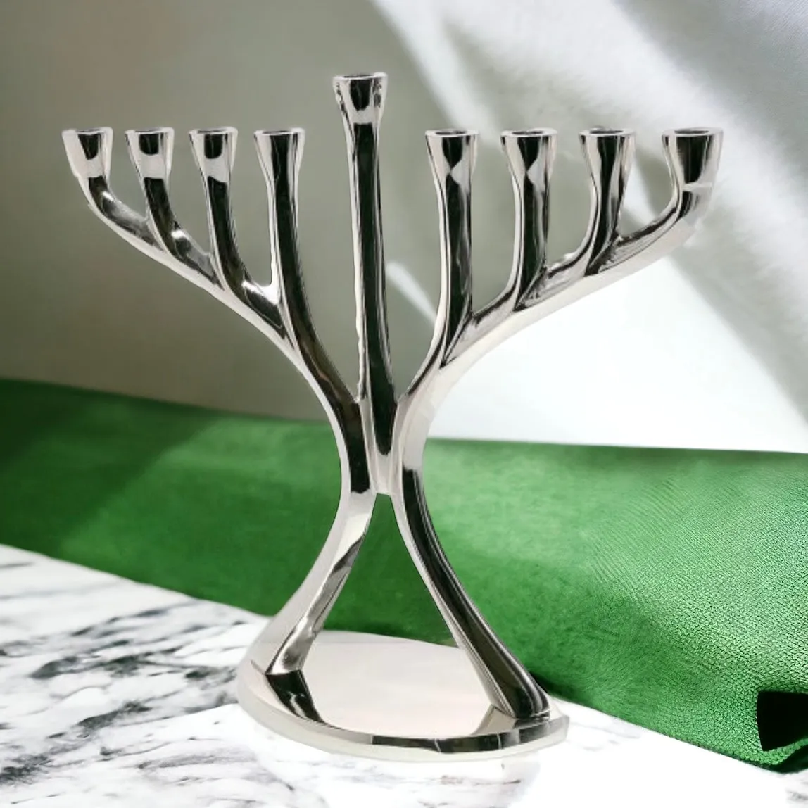Silver Aluminium Menorah Candle Holder