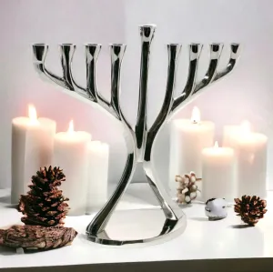 Silver Aluminium Menorah Candle Holder