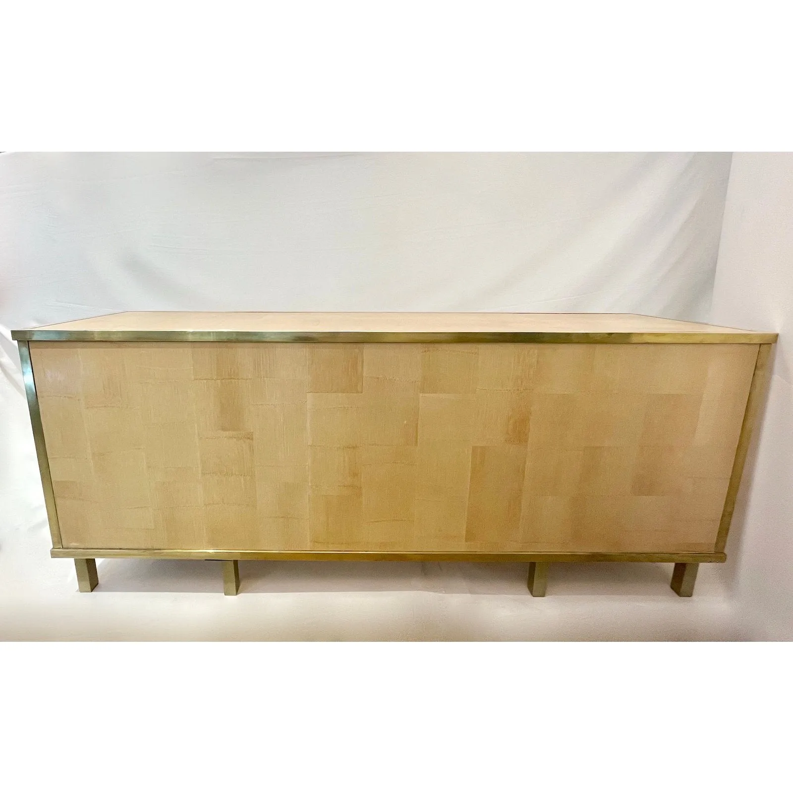 Sinopoli 1970s Italian Back Finished Japonisme Brass Bamboo Sideboard/Cabinet