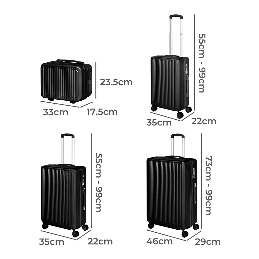 Slimbridge Luggage Suitcase Trolley Black 4pc 14" 20" 24" 28"