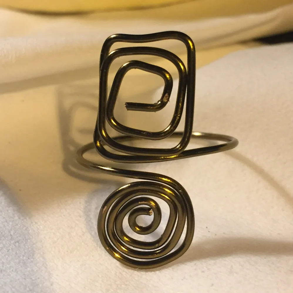 Spiral/Square Adjustable Wire Ring (click for other colors & sizes)