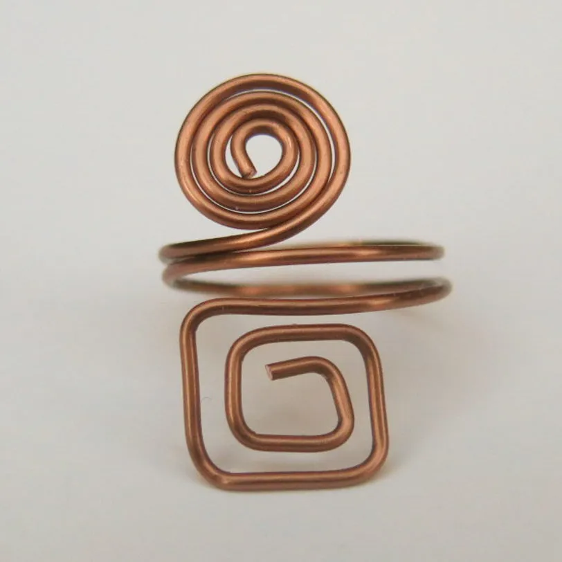 Spiral/Square Adjustable Wire Ring (click for other colors & sizes)