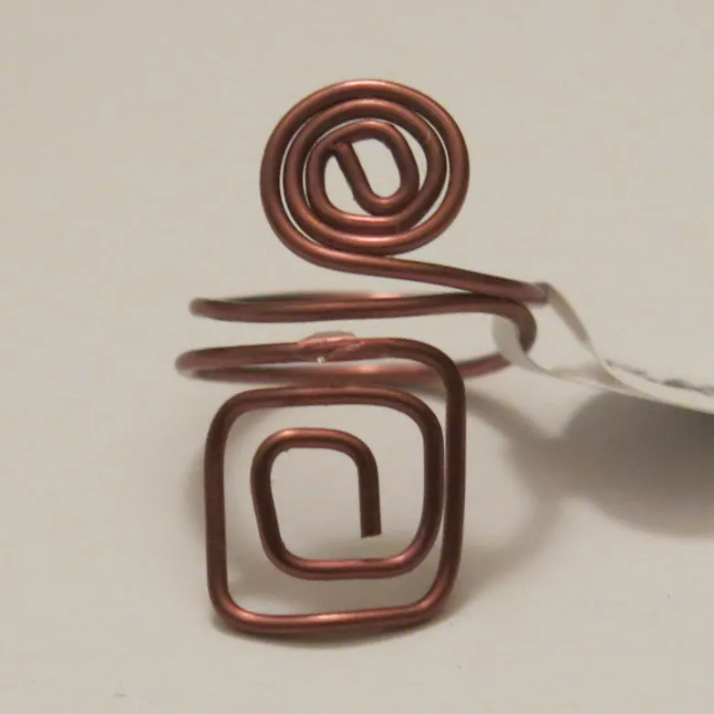 Spiral/Square Adjustable Wire Ring (click for other colors & sizes)