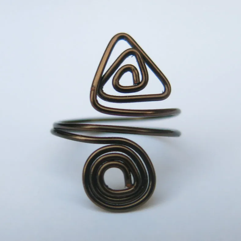 Spiral/Triangle Adjustable Wire Ring (click for other colors & sizes)
