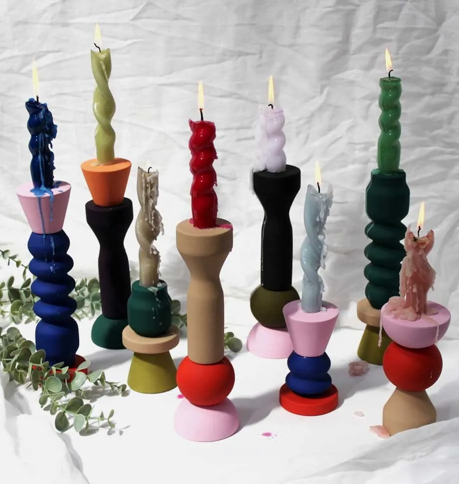 Stack Cobalt Tall Candlestick Holder