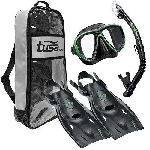 Tusa Powerview Dry Adult Travel Mask, Snorkel and Fin Set
