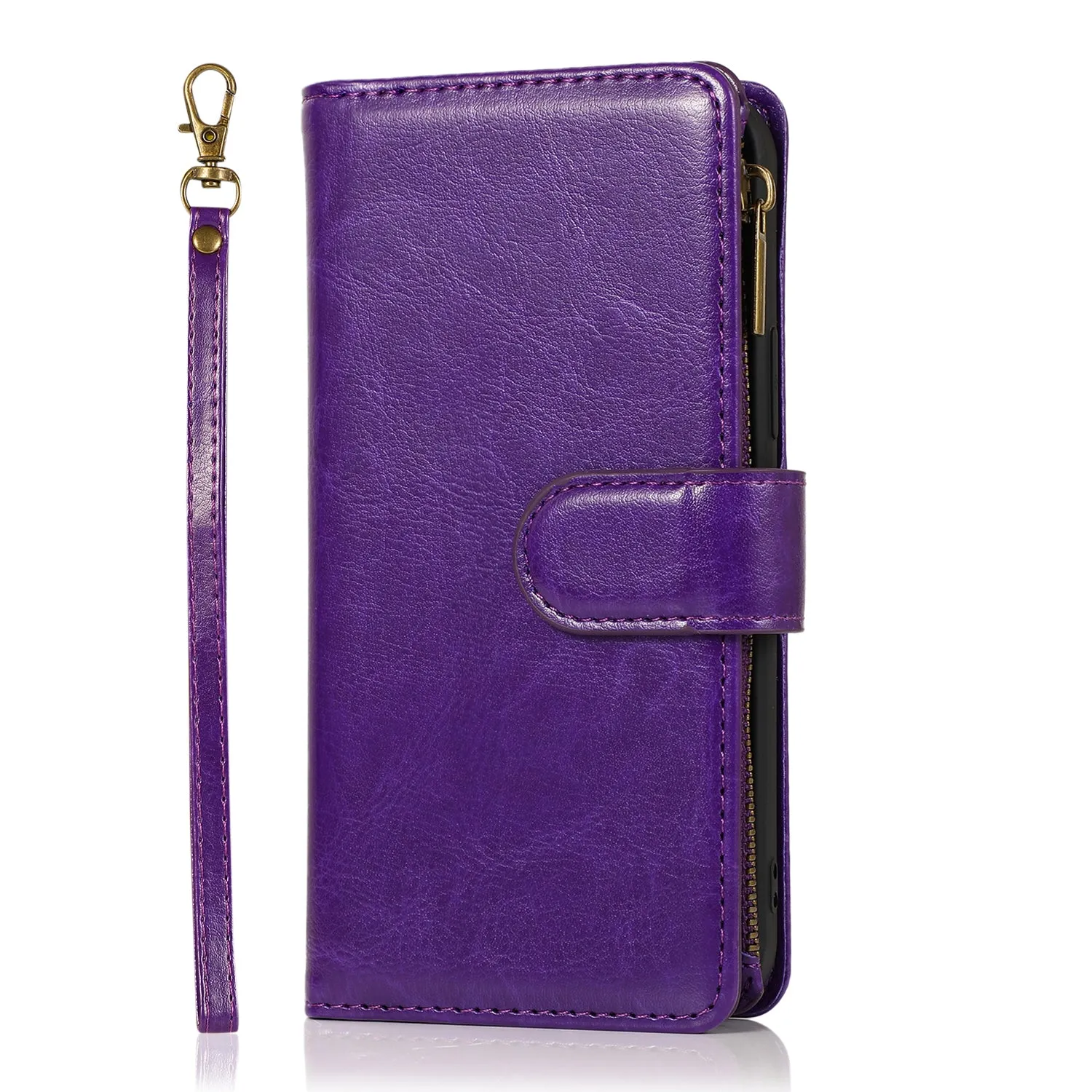 Wallet Case For Samsung A54 5G - Dark Purple - Luxury Wallet Card ID Zipper Money Holder Wild Flag