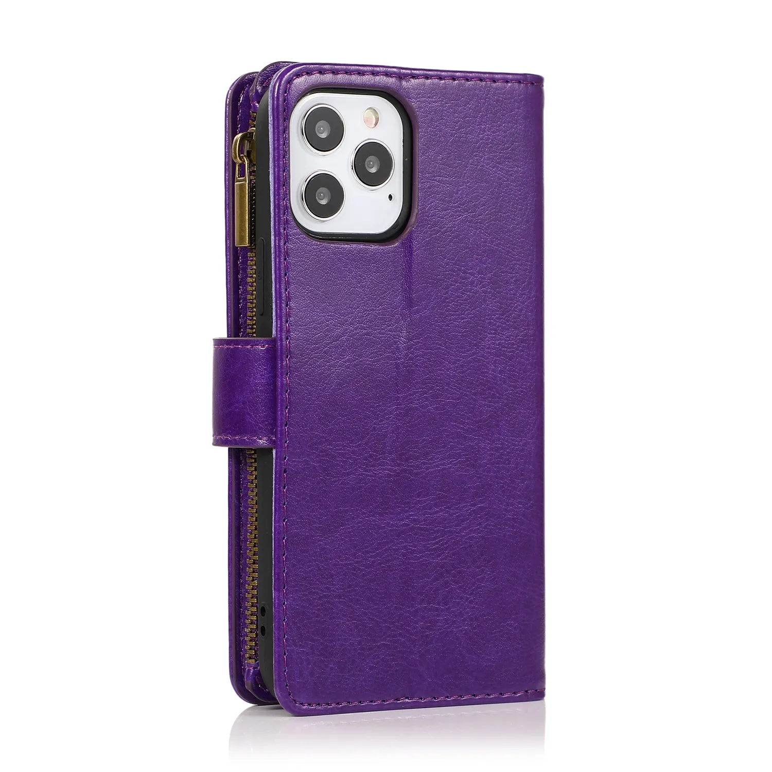 Wallet Case For Samsung A54 5G - Dark Purple - Luxury Wallet Card ID Zipper Money Holder Wild Flag